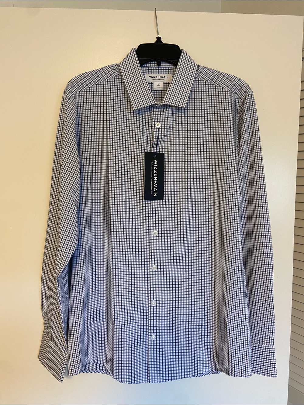 Mizzen+Main Periwinkle, Black and White Windowpane Dress Shirt
